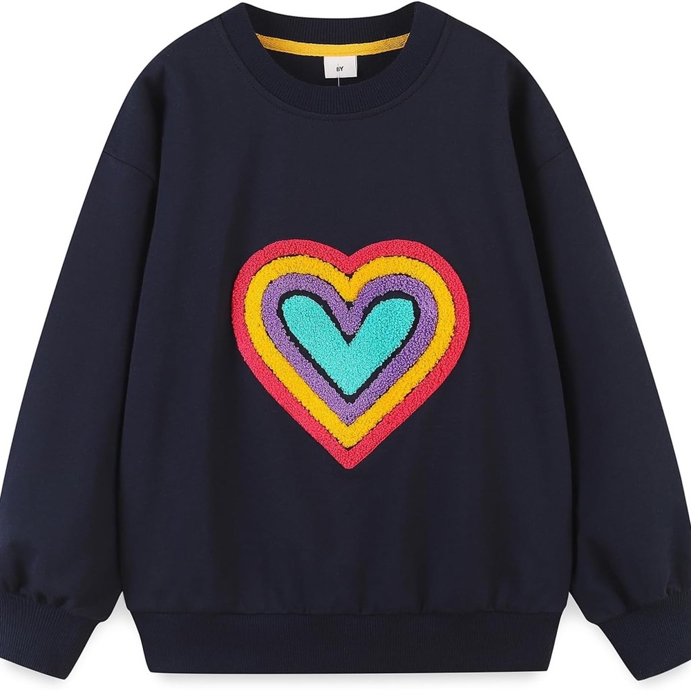 Bumeex kids girls crewneck heart pullover